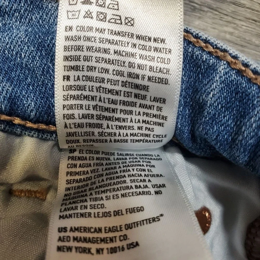 American Eagle Super Stretch Hi-Rise Shortie Denim Cutoff Shorts Women 4 Blue